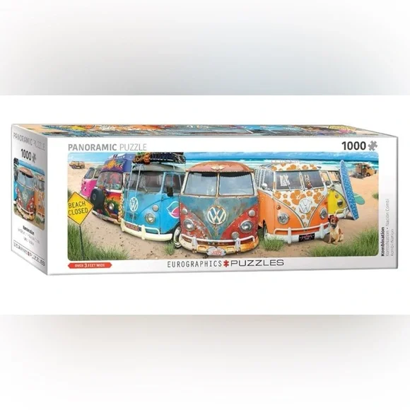 NWT - Volkswagen Vintage Van 1000 Piece Jigsaw Panoramic Puzzle - Eurographics - Picture 1 of 4